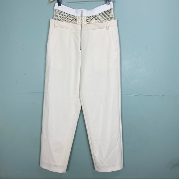 Dion Lee Fishnet Pants Cream Panel Straight‎ Leg Trousers Sz 8 - Picture 2 of 16